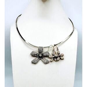 Spilada 925 Silver Daisy Pendant Choker Necklace